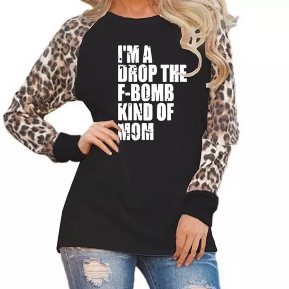 WHISKEY KISS F-Bomb Mom Leopard Graphic Tee - Picture 3 of 4